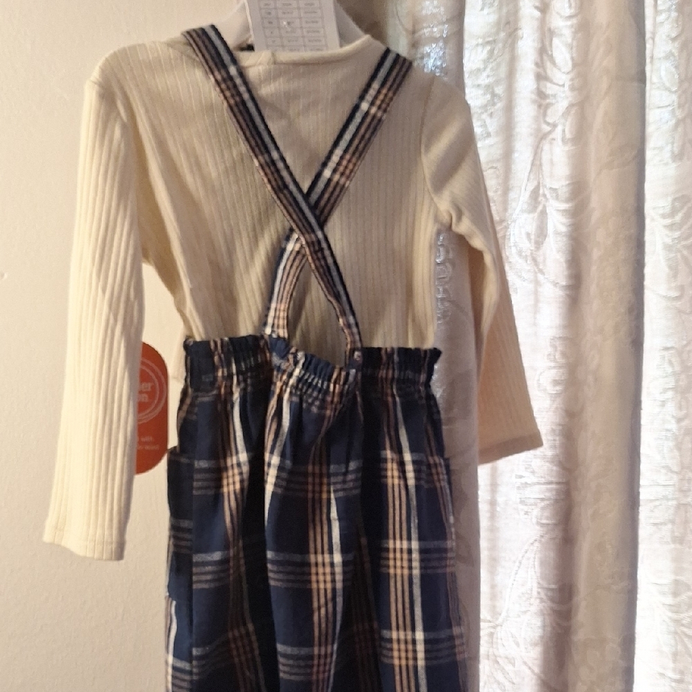 Wonder Nation Cream and Blue Pinafore Set - Picture 3 of 3